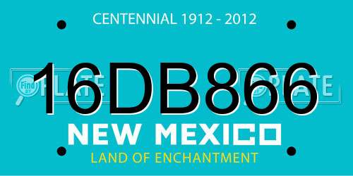 16DB866 New Mexico License Plate