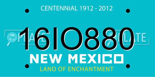 16IO880 New Mexico License Plate