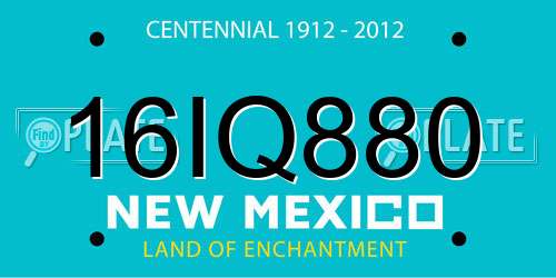 16IQ880 New Mexico License Plate