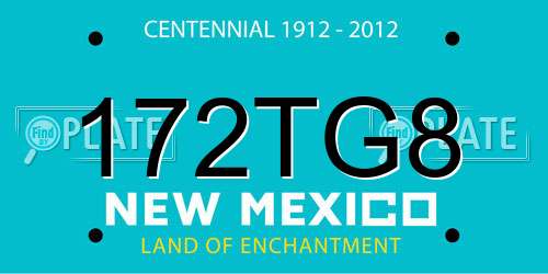 172TG8 New Mexico License Plate