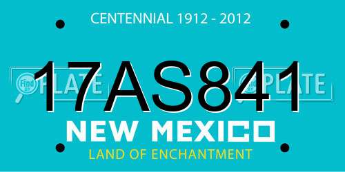 17AS841 New Mexico License Plate