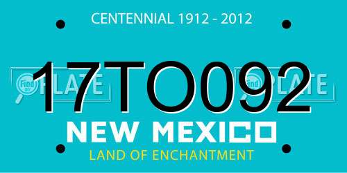 17TO092 New Mexico License Plate