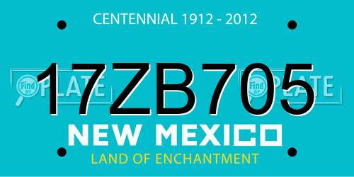 17ZB705 New Mexico License Plate