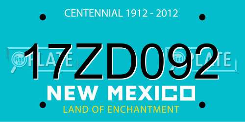 17ZD092 New Mexico License Plate