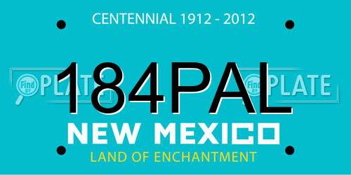 184PAL New Mexico License Plate