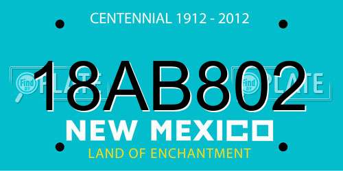 18AB802 New Mexico License Plate