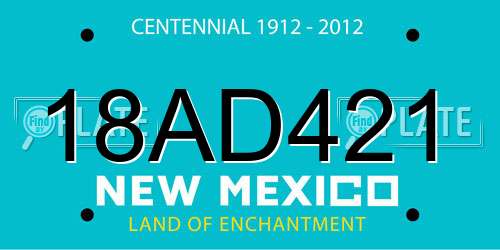 18AD421 New Mexico License Plate