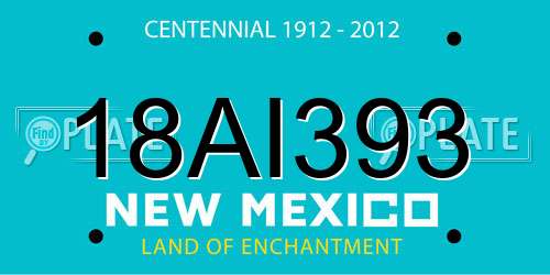 18AI393 New Mexico License Plate