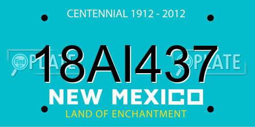 18AI437 New Mexico License Plate
