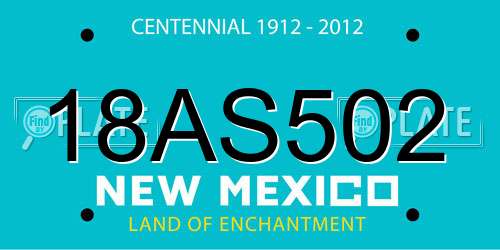 18AS502 New Mexico License Plate