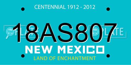 18AS807 New Mexico License Plate