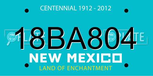 18BA804 New Mexico License Plate
