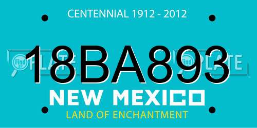 18BA893 New Mexico License Plate