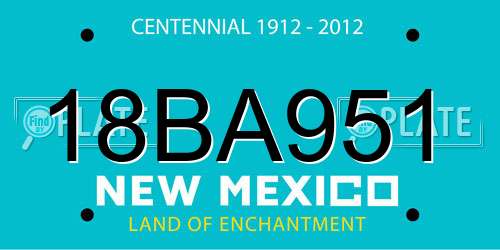 18BA951 New Mexico License Plate