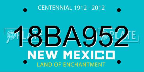 18BA952 New Mexico License Plate