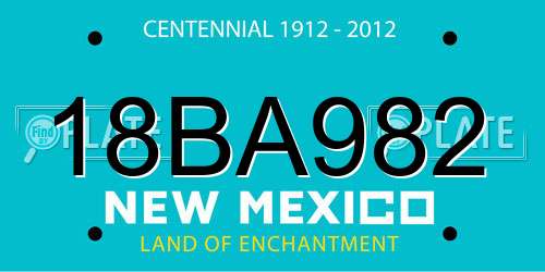 18BA982 New Mexico License Plate
