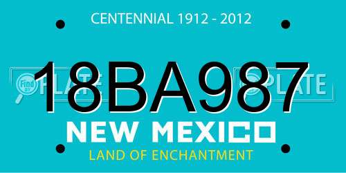 18BA987 New Mexico License Plate