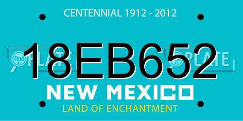 18EB652 New Mexico License Plate