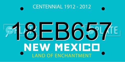 18EB657 New Mexico License Plate