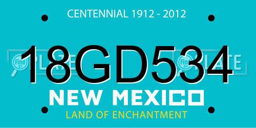 18GD534 New Mexico License Plate