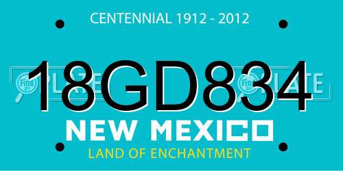 18GD834 New Mexico License Plate