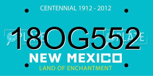 18OG552 New Mexico License Plate