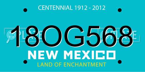 18OG568 New Mexico License Plate