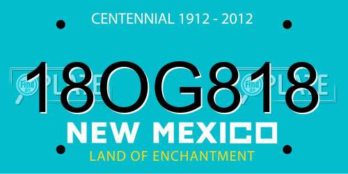 18OG818 New Mexico License Plate