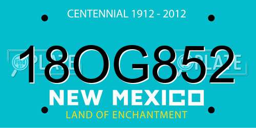 18OG852 New Mexico License Plate