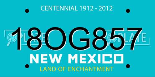 18OG857 New Mexico License Plate
