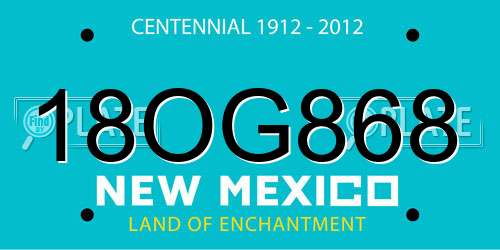18OG868 New Mexico License Plate