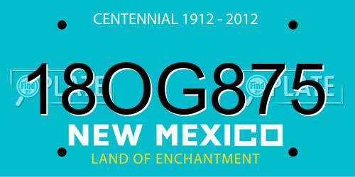 18OG875 New Mexico License Plate