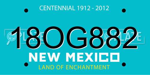 18OG882 New Mexico License Plate