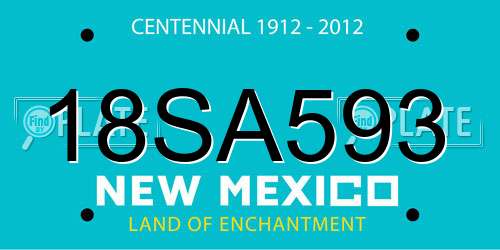 18SA593 New Mexico License Plate