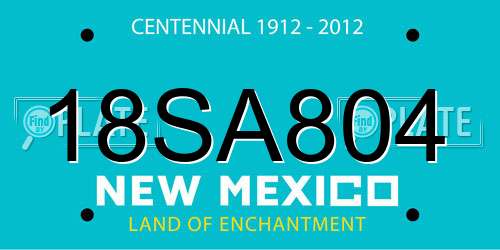 18SA804 New Mexico License Plate
