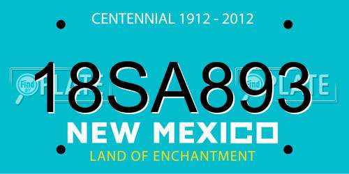 18SA893 New Mexico License Plate