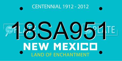 18SA951 New Mexico License Plate