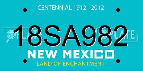 18SA982 New Mexico License Plate