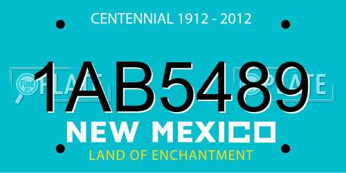 1AB5489 New Mexico License Plate