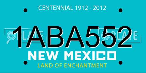 1ABA552 New Mexico License Plate