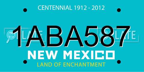 1ABA587 New Mexico License Plate