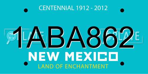 1ABA862 New Mexico License Plate