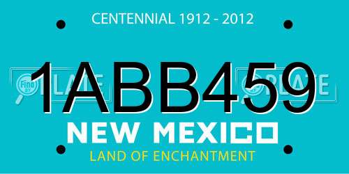 1ABB459 New Mexico License Plate