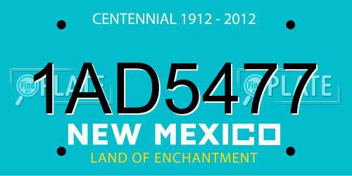1AD5477 New Mexico License Plate