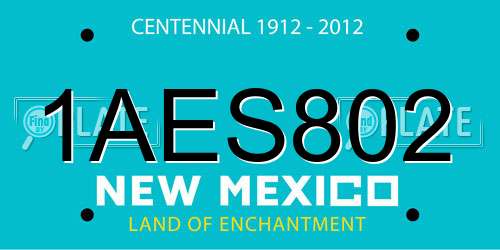 1AES802 New Mexico License Plate