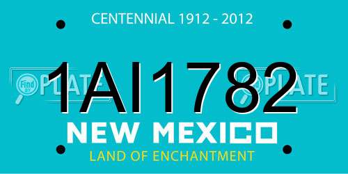 1AI1782 New Mexico License Plate