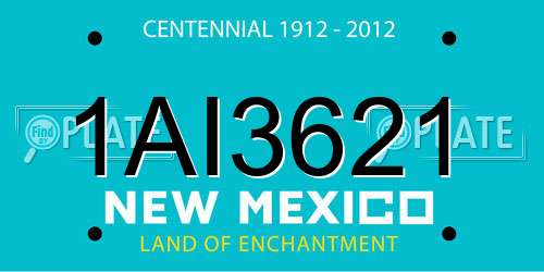 1AI3621 New Mexico License Plate