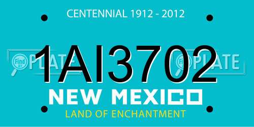 1AI3702 New Mexico License Plate