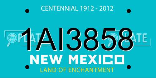 1AI3858 New Mexico License Plate