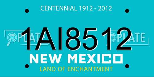1AI8512 New Mexico License Plate